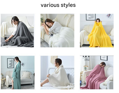 110cm x 150cm Grey Knitted Sofa Blanket for Autumn and Winter Naps V888-ELOSUNG28611