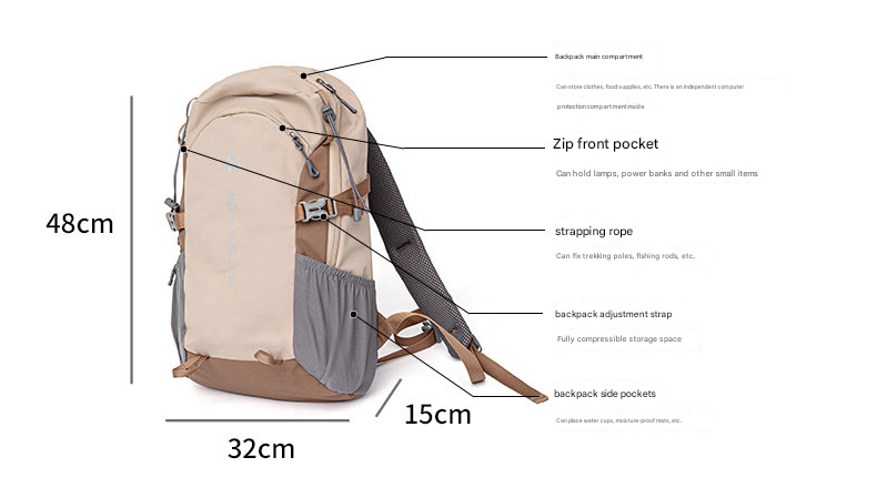 Pink-white 20L Lightweight Hiking Backpack for Camping, Travel, and Commuting V888-ELOSUNG28632