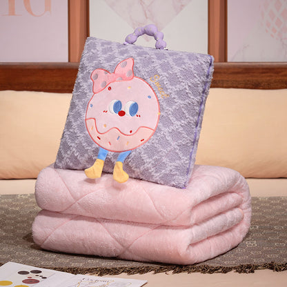 Purple Thick Fleece Cartoon Cookie Pillow Blanket 2-in-1 for Winter Car and Office Use V888-ELOSUNG28647