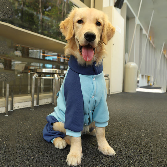 4XL Recommended 30-40 Pounds Blue Autumn-Winter Dog Hoodie for Medium to Large Breeds - Golden Retriever & V888-ELOSUNG28657