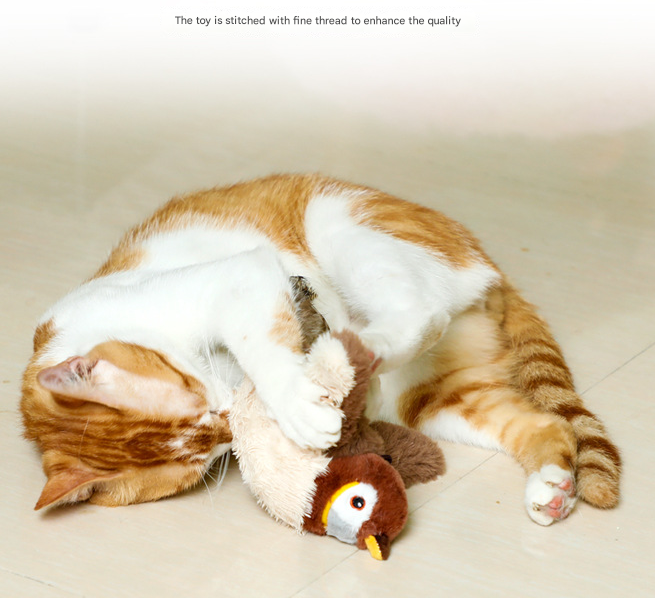 Penguins Electric Flapping Plush Cat Toy with Sound - Realistic Self-Play Pet Toy V888-ELOSUNG28666