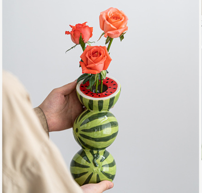 Watermelon Nordic-Style Minimalist Fruit and Flower Vase - Modern Home Decor V888-ELOSUNG28669