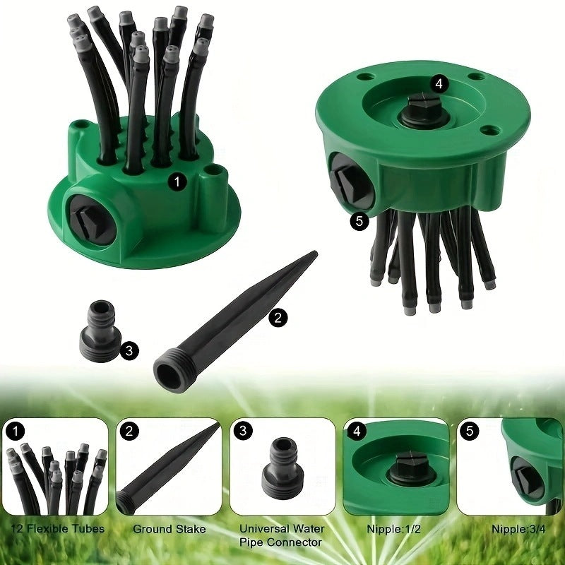 3-Piece 360-Degree Multi-Head Garden Sprinkler Set - Efficient Watering Solution V888-ELOSUNG28670