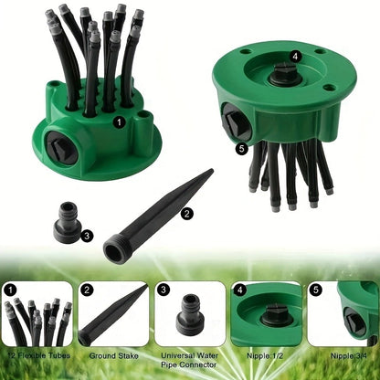 3-Piece 360-Degree Multi-Head Garden Sprinkler Set - Efficient Watering Solution V888-ELOSUNG28670