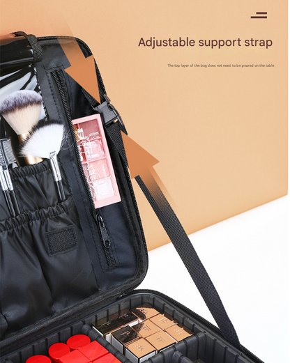 Black Oxford Fabric Makeup Case with Mirror and Partitions - All-in-One Tool Box V888-ELOSUNG28678