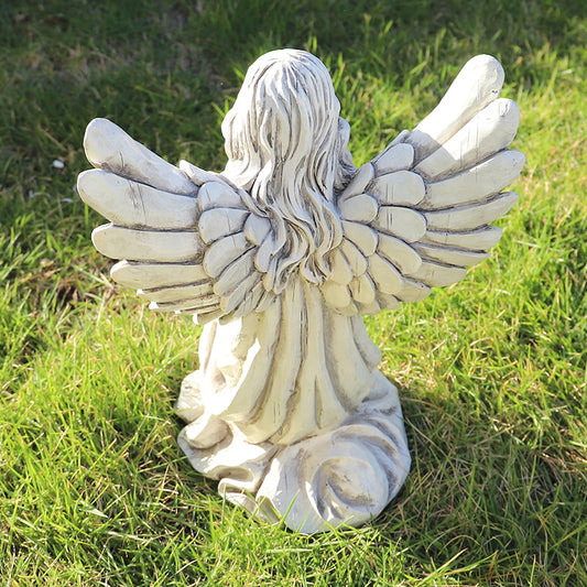 Nordic Style Resin Angel Garden Ornament - Serene Religious Decor V888-ELOSUNG28684