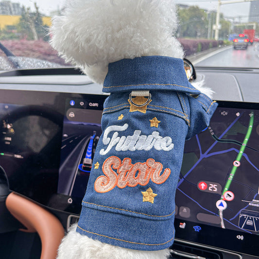 XS-Approximately 2kg Future Star Denim Denim Vest Jacket for Dogs and Cats - Spring, Summer, and Autumn Wear V888-ELOSUNG28710