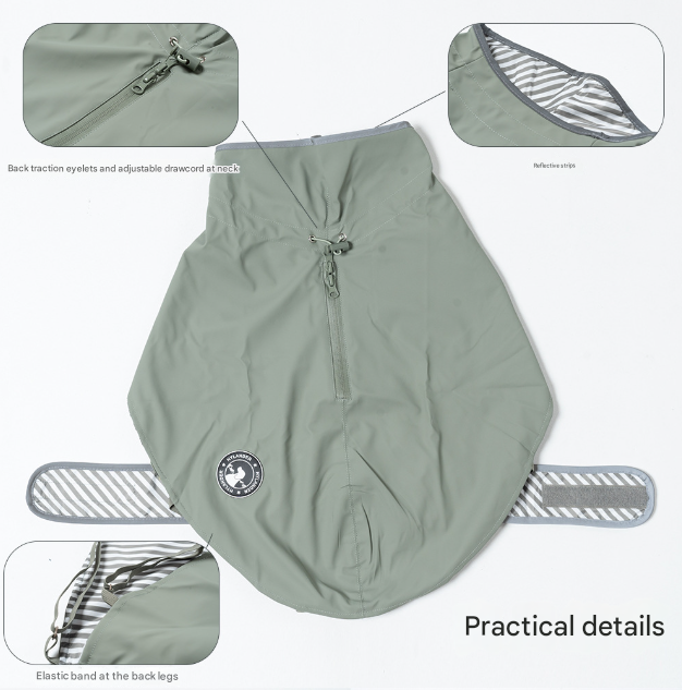 45# Grey Waterproof Reflective Dog Raincoat for Small to Large Dogs V888-ELOSUNG28721