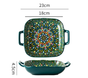 Emerald Plume 9-Inch Bohemian Ceramic Double-Handled Square Plate V888-ELOSUNG28729
