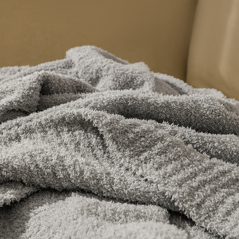 Light Grey Solid Color Plush Knitted Blanket for Sofa and Office, 152 x 203 cm, 1150g V888-ELOSUNG28754