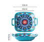 Green Gullicent 9-Inch Bohemian Ceramic Double-Handled Square Plate V888-ELOSUNG28762