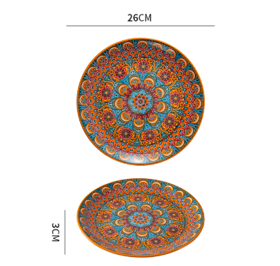 Gulpulsar Orange 10-Inch Bohemian Ceramic Shallow Plate V888-ELOSUNG28764