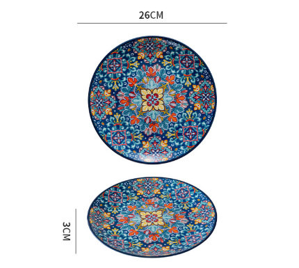 Lambos 10-Inch Bohemian Ceramic Shallow Plate V888-ELOSUNG28765