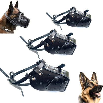 L Adjustable Leather Dog Muzzle for Large Breeds, Anti-Bite and Anti-Bark V888-ELOSUNG28779
