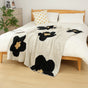 White-black Knitted Sofa Blanket with Plush Side, 130 x 160 cm, 950g, Ideal for Napping and Office Use V888-ELOSUNG28783