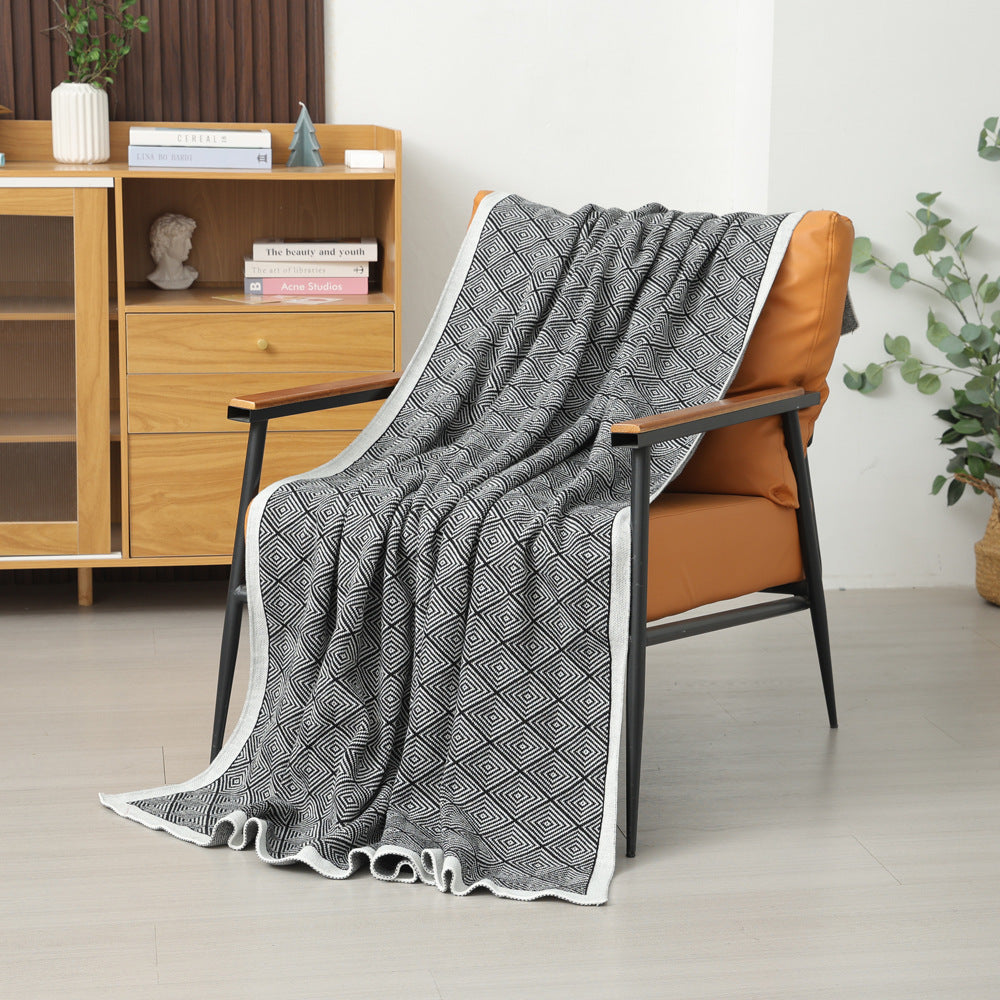 Dark Grey Knitted Sofa Blanket with Plush Side, 130 x 170 cm, 720g, Ideal for Napping and Office Use V888-ELOSUNG28786