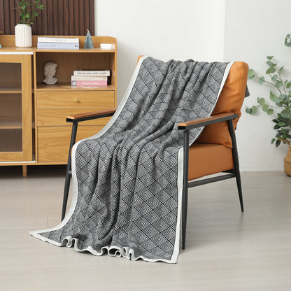 Dark Grey Knitted Sofa Blanket with Plush Side, 130 x 170 cm, 720g, Ideal for Napping and Office Use V888-ELOSUNG28786