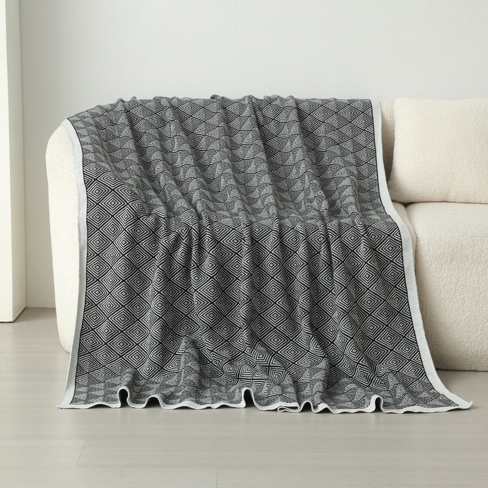 Dark Grey Knitted Sofa Blanket with Plush Side, 130 x 170 cm, 720g, Ideal for Napping and Office Use V888-ELOSUNG28786