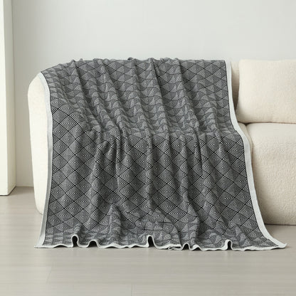 Dark Grey Knitted Sofa Blanket with Plush Side, 130 x 170 cm, 720g, Ideal for Napping and Office Use V888-ELOSUNG28786