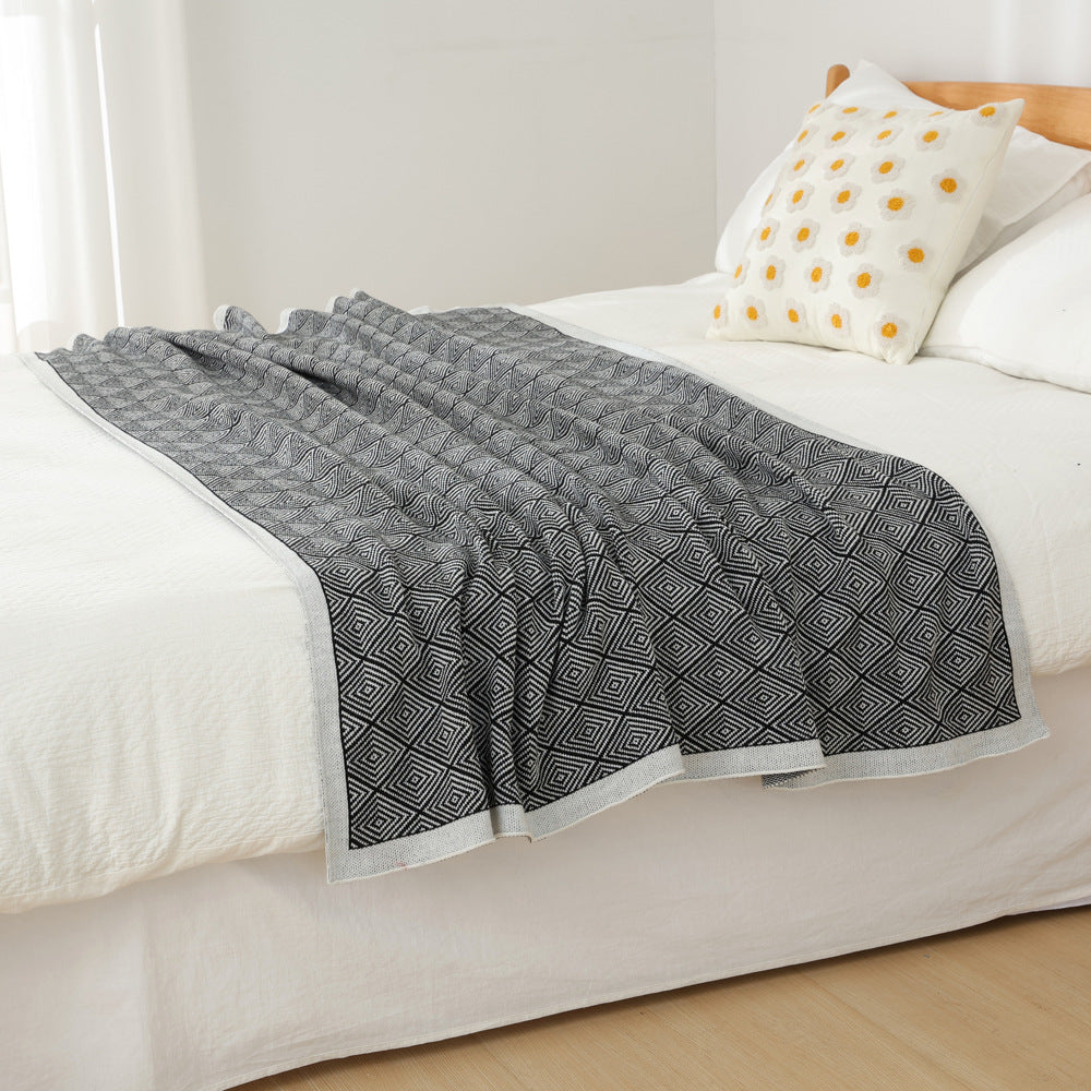 Dark Grey Knitted Sofa Blanket with Plush Side, 130 x 170 cm, 720g, Ideal for Napping and Office Use V888-ELOSUNG28786