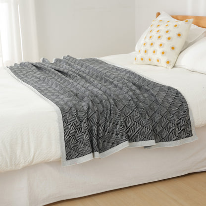 Dark Grey Knitted Sofa Blanket with Plush Side, 130 x 170 cm, 720g, Ideal for Napping and Office Use V888-ELOSUNG28786