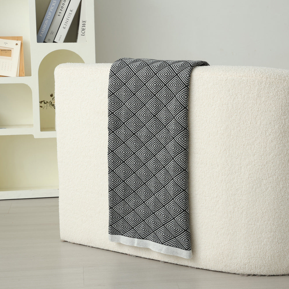 Dark Grey Knitted Sofa Blanket with Plush Side, 130 x 170 cm, 720g, Ideal for Napping and Office Use V888-ELOSUNG28786