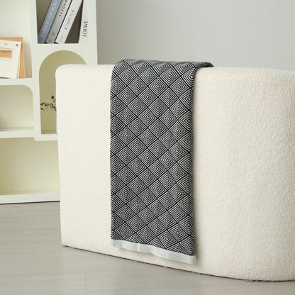 Dark Grey Knitted Sofa Blanket with Plush Side, 130 x 170 cm, 720g, Ideal for Napping and Office Use V888-ELOSUNG28786