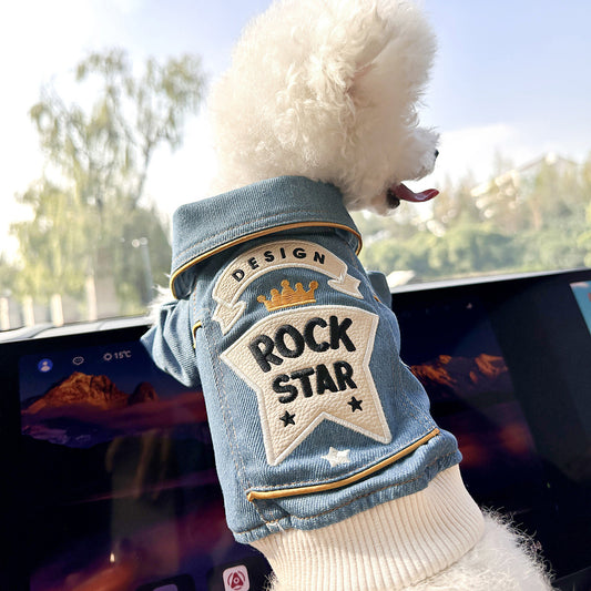 XS Around 2kg Rock 'n' Roll Denim Chic Denim Pet Vest - Stylish Jean Jacket for Dogs & Cats - Spring, Summer V888-ELOSUNG28796