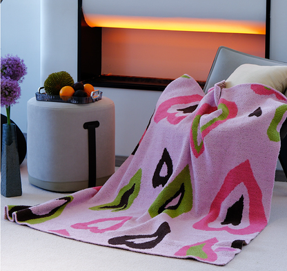 Pink Luxurious Chunky Knit Throw Blanket - Cozy & Thick Sofa Accent - 136 x 130cm (920g) V888-ELOSUNG28801