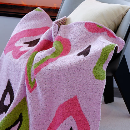 Pink Luxurious Chunky Knit Throw Blanket - Cozy & Thick Sofa Accent - 136 x 130cm (920g) V888-ELOSUNG28801