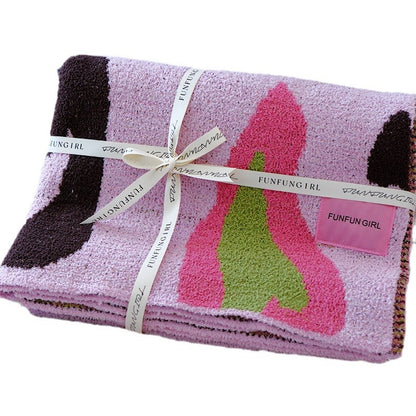 Pink Luxurious Chunky Knit Throw Blanket - Cozy & Thick Sofa Accent - 136 x 130cm (920g) V888-ELOSUNG28801