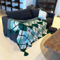 Green Chic Argyle Diamond Knit Throw Blanket with Tassels - Versatile Sofa & Bed Accent - 135 x 125cm V888-ELOSUNG28802