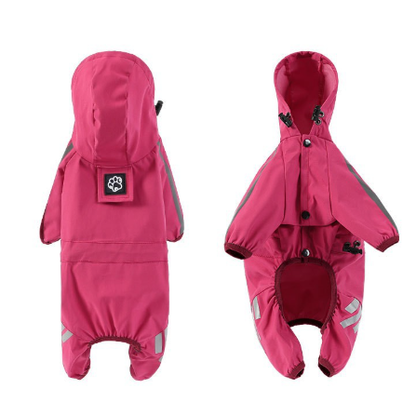 S Pink And Gray Trim Waterproof Four-Legged Dog Raincoat with Leash Hole for Small Breeds V888-ELOSUNG28813