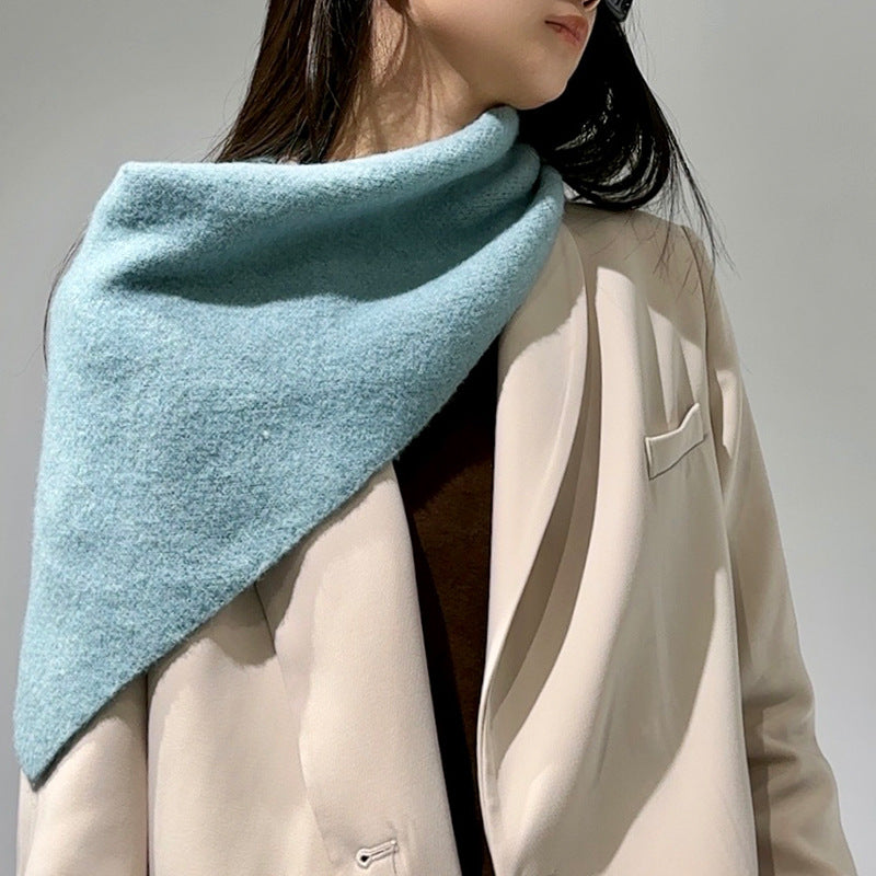 2-Piece Blue Elegant Wool Blend Triangle Scarf - Luxurious Knit Shawl for Women (39 x 110cm) V888-ELOSUNG28828