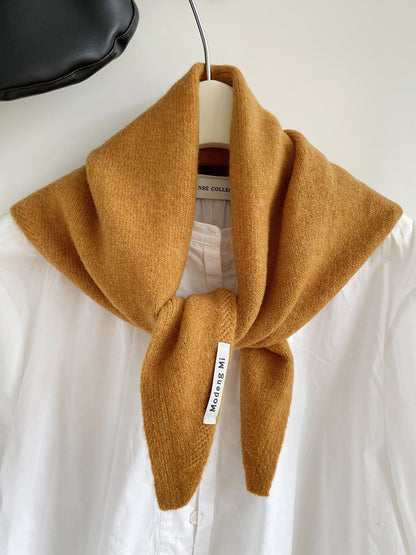 Orange Chic Wool Blend Knit Triangle Scarf - Versatile & Warm Fashion Accessory - 105 x 35cm V888-ELOSUNG28831