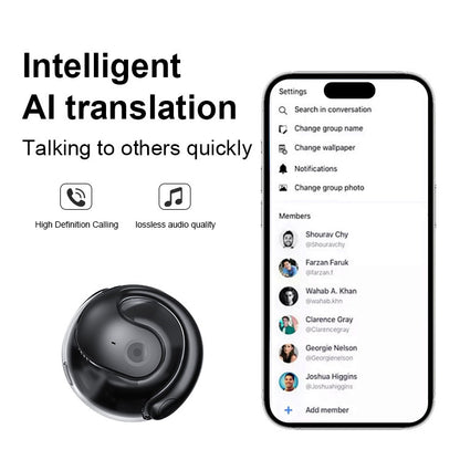 Black T2 AI Smart Translation Earbuds - Open-Ear OWS Bluetooth 5.4 Headphones with Simultaneous V888-ELOSUNG28833