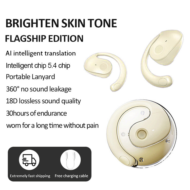 Yellow T2 AI Smart Translation Earbuds - Open-Ear OWS Bluetooth 5.4 Headphones with Simultaneous V888-ELOSUNG28835