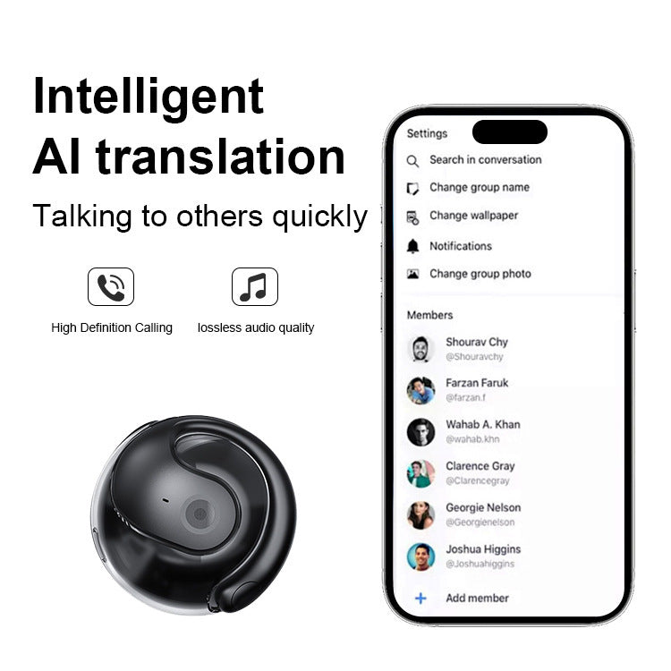 Yellow T2 AI Smart Translation Earbuds - Open-Ear OWS Bluetooth 5.4 Headphones with Simultaneous V888-ELOSUNG28835