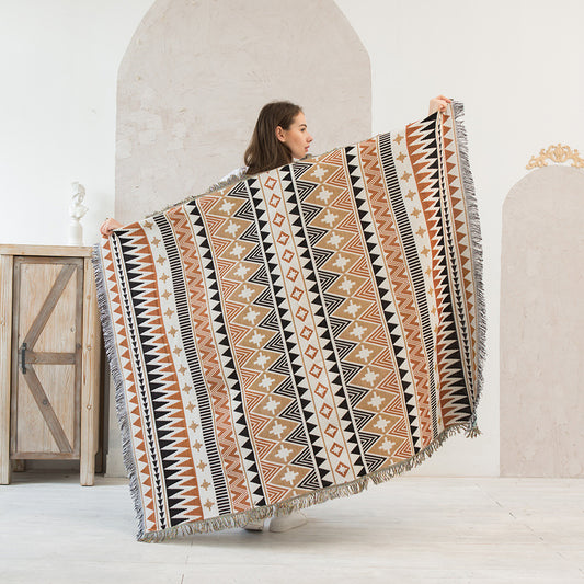 Navajo Nordic Style Woven Throw Blanket - Chic Sofa Cover with Fringe - 130 x 180cm V888-ELOSUNG28837