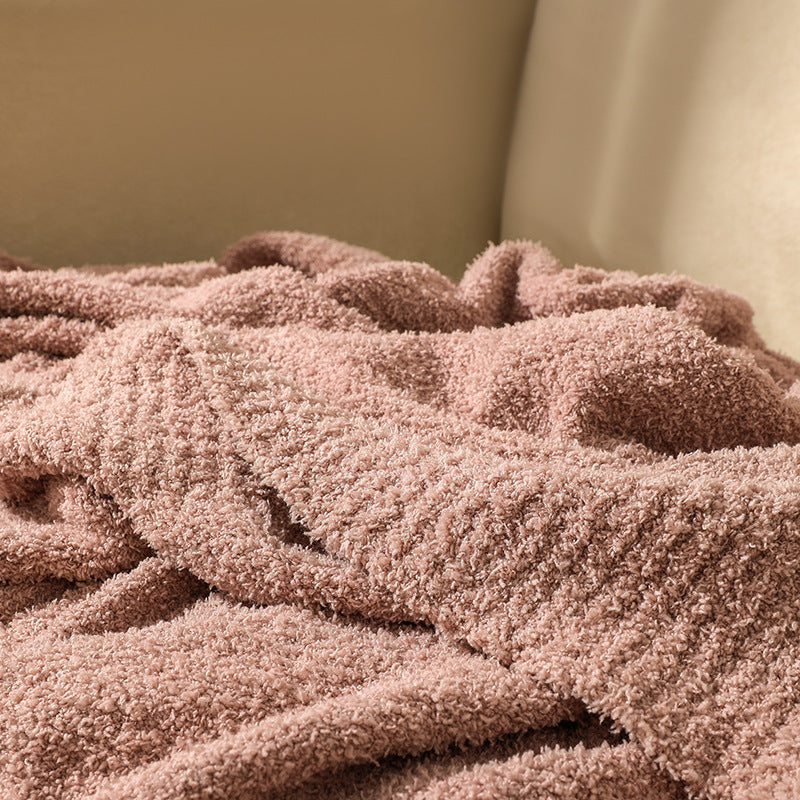 Khaki Solid Color Plush Knitted Blanket for Sofa and Office, 152 x 203 cm, 1150g V888-ELOSUNG28844