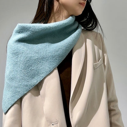 2-Piece Blue Elegant Wool Blend Triangle Scarf - Luxurious Knit Shawl for Women (39 x 110cm) V888-ELOSUNG28849