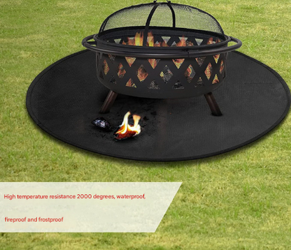 24-Inch Black Fireproof Mat for Fire Pit and BBQ - Silicone Coated V888-ELOSUNG28856
