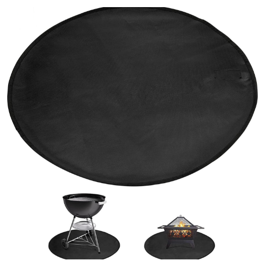 24-Inch Black Fireproof Mat for Fire Pit and BBQ - Silicone Coated V888-ELOSUNG28856