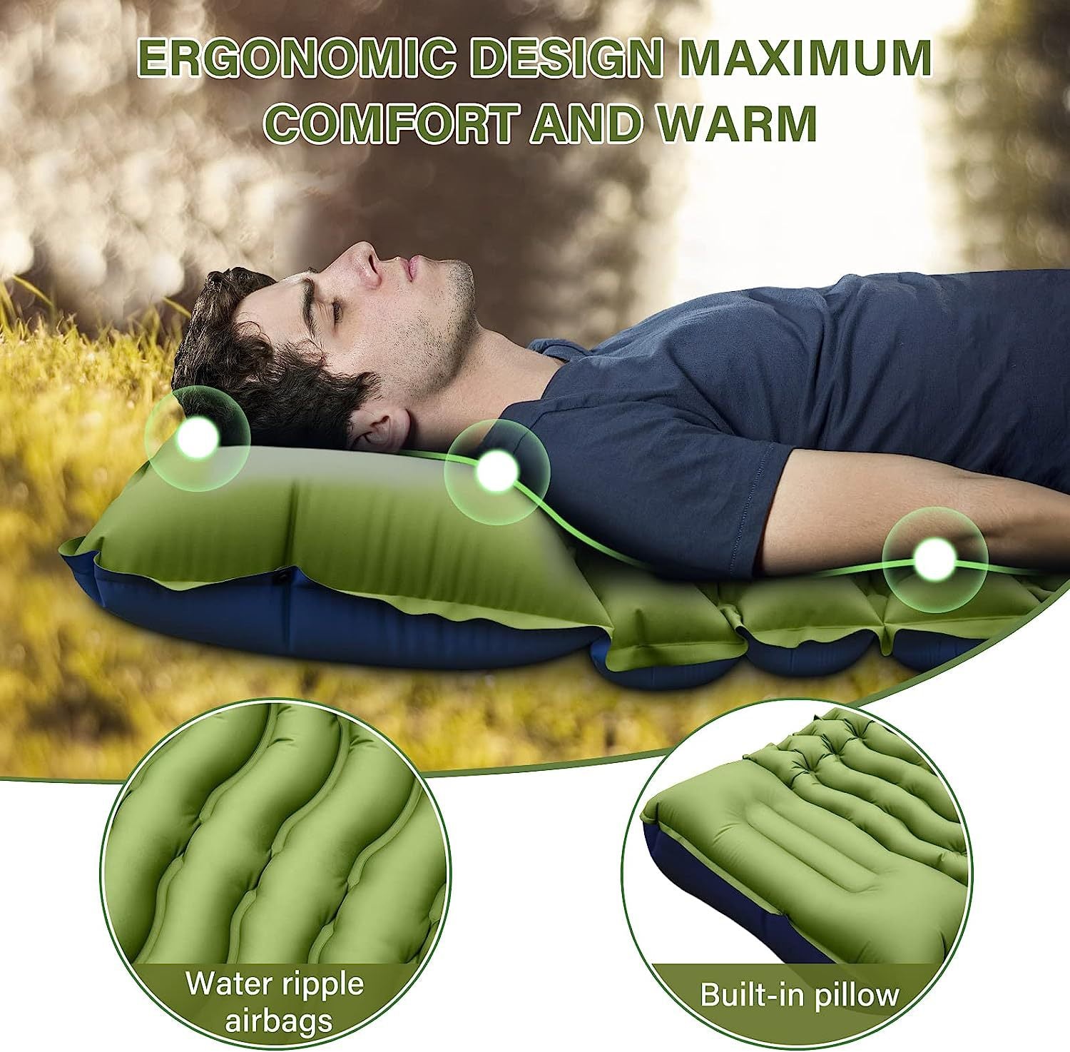 Grey 190cm Ultra-Light Foot Pump Inflatable Camping Sleeping Pad V888-ELOSUNG28865