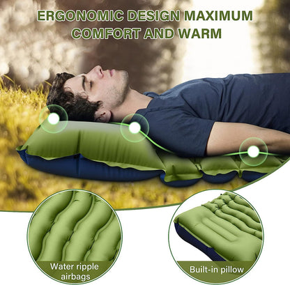 Grey 190cm Ultra-Light Foot Pump Inflatable Camping Sleeping Pad V888-ELOSUNG28865