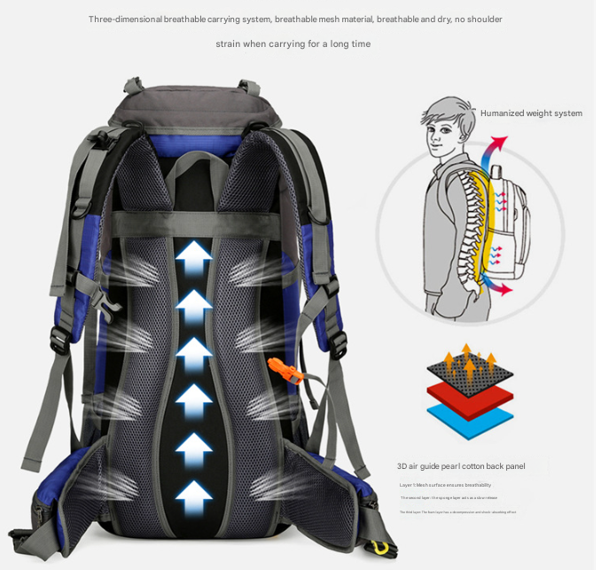Green Nylon Hiking Backpack - Multifunctional Outdoor Sports Bag V888-ELOSUNG28867