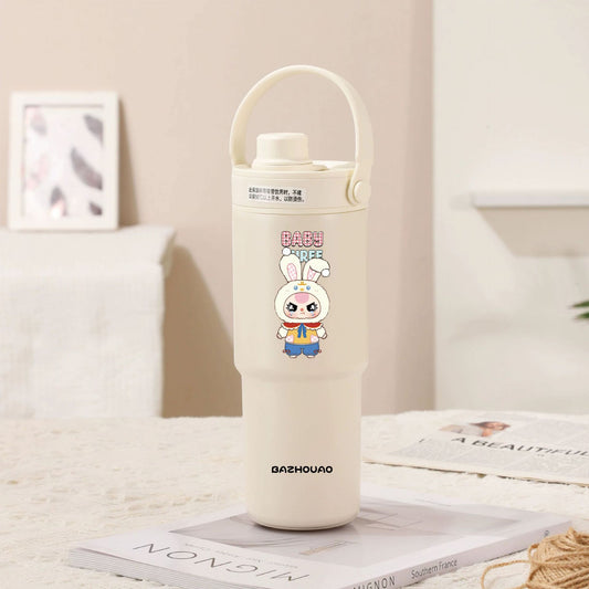 Creamy White - Baby 3 30oz Ceramic-Lined Insulated Tumbler with Handle, 735ml Stainless Steel Travel Mug V888-ELOSUNG28879