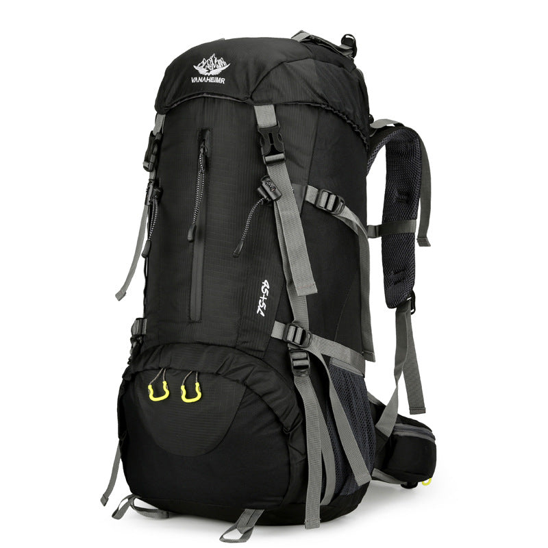 Black Nylon Hiking Backpack - Multifunctional Outdoor Sports Bag V888-ELOSUNG28881