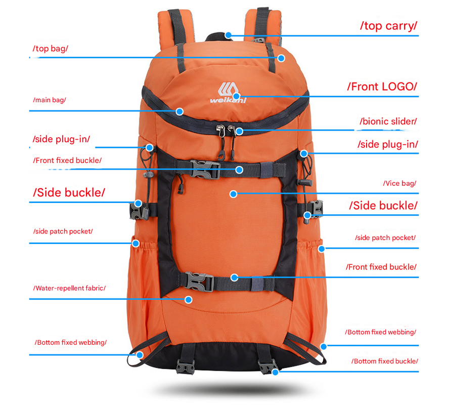 Blue 20L Women's Orange Mountaineering Backpack - Water-Resistant V888-ELOSUNG28886