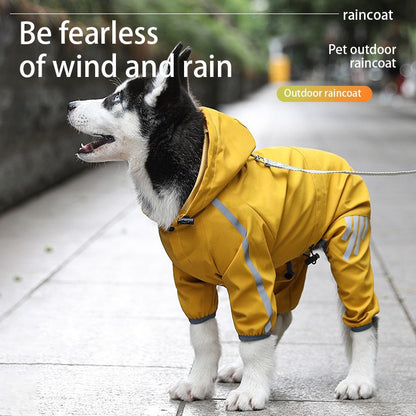 S Purple And Gray Trim Waterproof Four-Legged Dog Raincoat with Leash Hole for Small Breeds V888-ELOSUNG28892